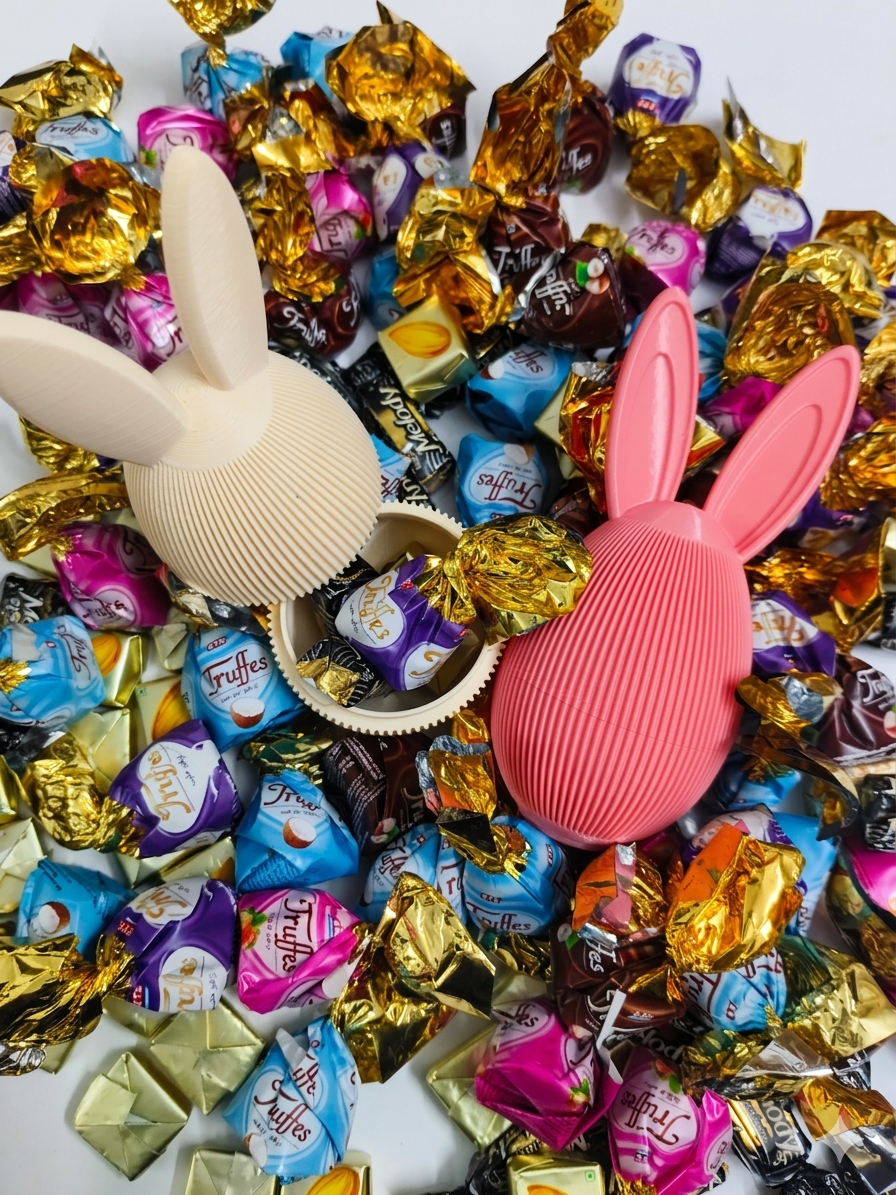 3D printed Easter Bunny Egg with chocolates